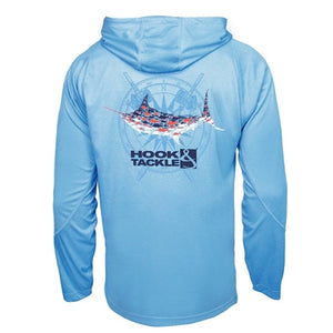 HOOK&TACKLE TUNED IN WICKED DRY & COOL FISHING HOODIE Sky Blue